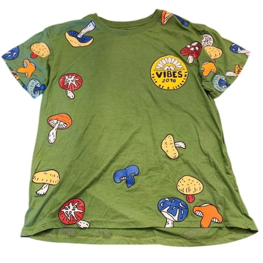 Fresh Laundry 2018 Vibes Trip Of A Lifetime Mushroom Print, Green, Size XL